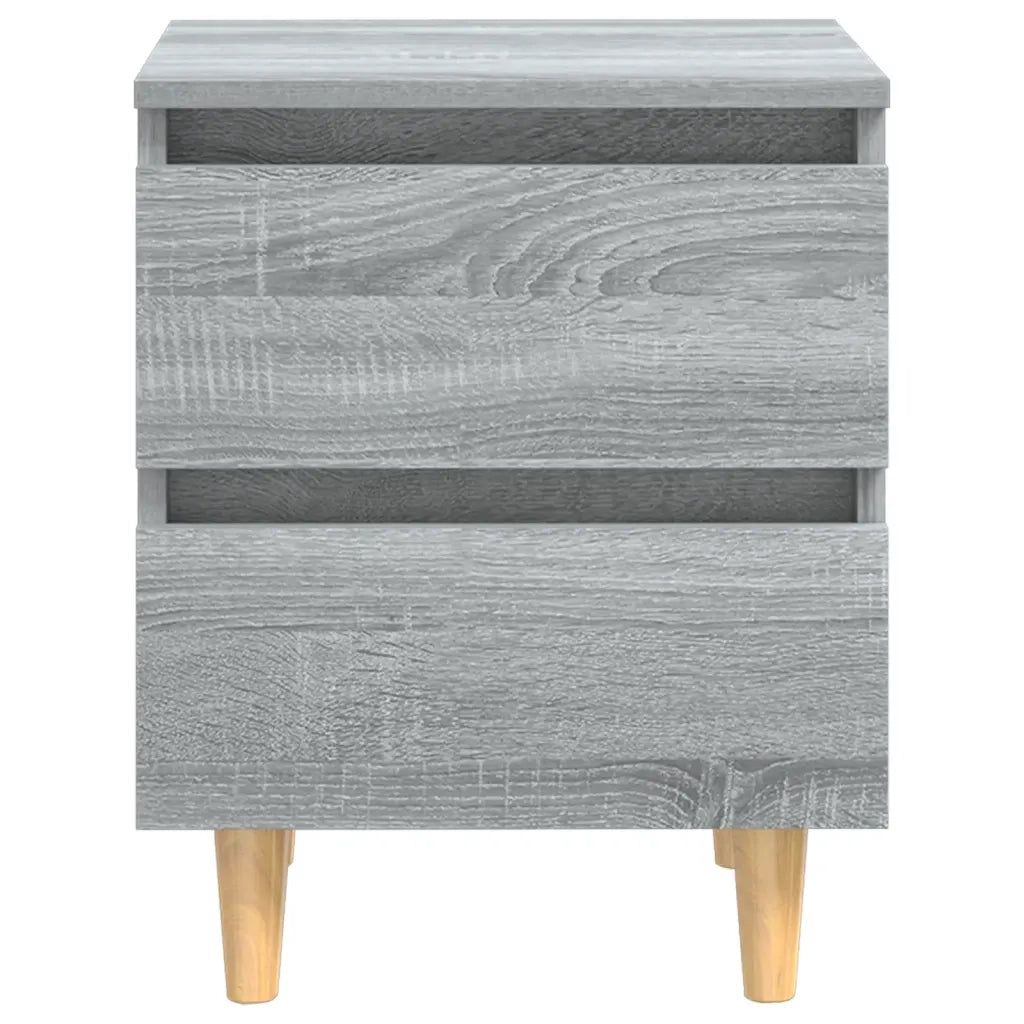 Comodino | Armadio da Notte | Mobiletto da notte con Gambe in Legno Massello Grigio Sonoma 40x30x50 cm