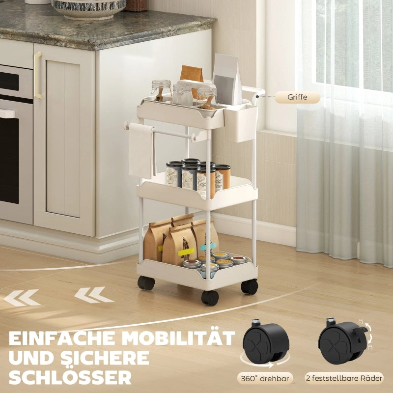 CARRELLO PORTAOGGETTI con 3 cesti 42 x 42,5 x 76 cm metallo bianco