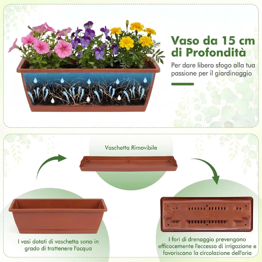 Fioriera Verticale a 5 Livelli, Orto Rialzato a Scaletta da Interno e Esterno, Scaffale Porta Piante Salvaspazio in Metallo con Fori di Drenaggio e 5 Sottovasi Rimovibili (Terracotta)