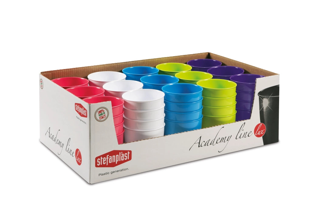 Stefanplast VASO ACADEMY LUX Ø cm. 11x10 h col. assortiti ESPOSITORE 60 PEZZI