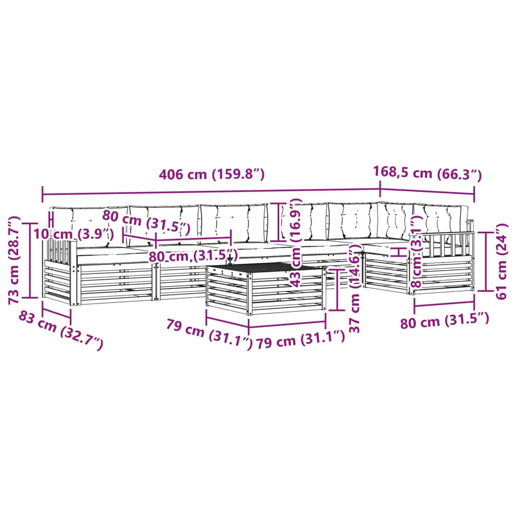 Set di divani da esterno 7 pcs Grigio Naturale e Chiaro 3373571