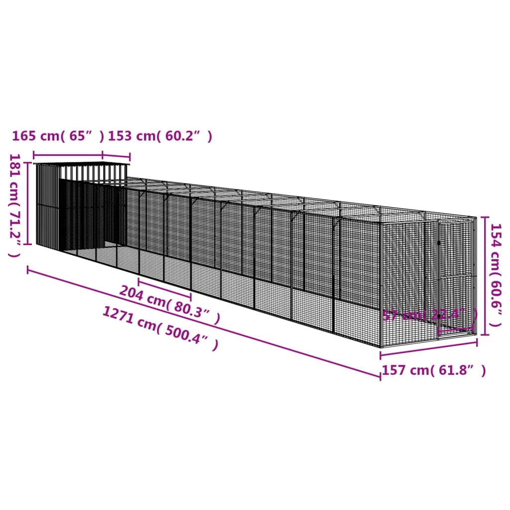 Cuccia per cani con recinto chiaro 165 x 1271 x 181 cm grigio 02_0043496