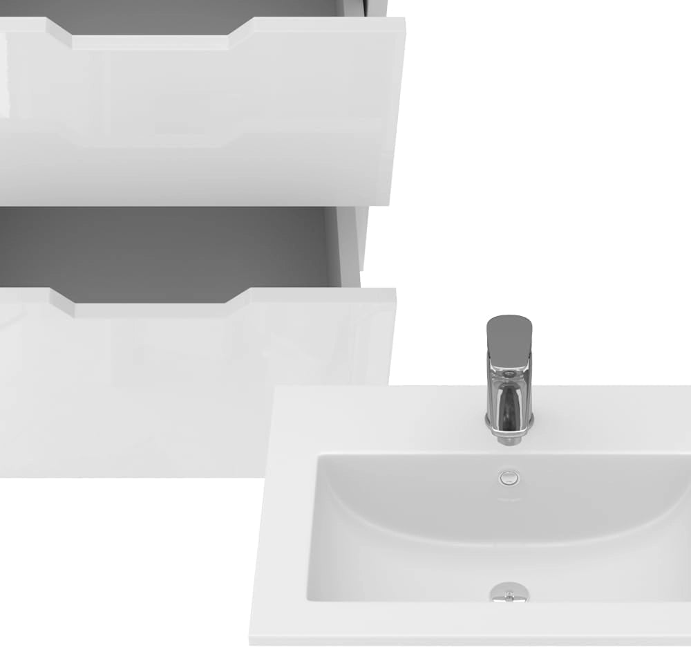 Set mobili bagno Clayton, Bianco, 49 cm, composto da mobile sottolavabo e lavabo