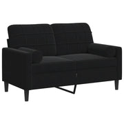 Divano | Divano da soggiorno | Sofa a 2 Posti con Cuscini Nero 120 cm in Velluto