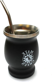 Tazza di Yerba Mate Sostenibile - manico in acciaio inossidabile - set di ramoscelli in acciaio inossidabile - tazza a doppia parete isolata - resistente al lavastoviglie - realizzato con materiali sostenibili