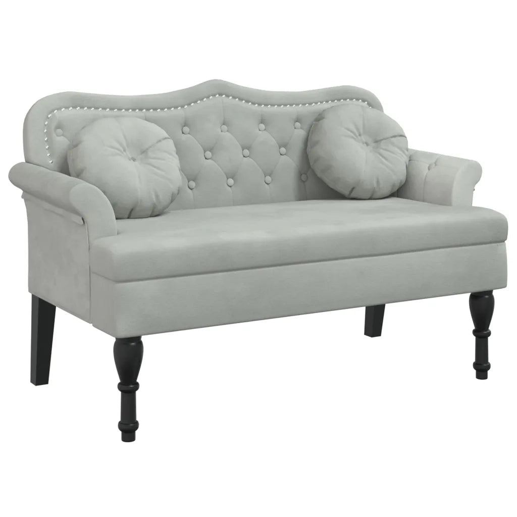 Panca con Cuscini-Sgabello-Divano Grigio Chiaro 120,5x65x75 cm Velluto
