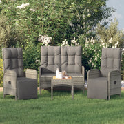 Set da Pranzo da Giardino 4 pz con Cuscini in Polyrattan Grigio 3185085