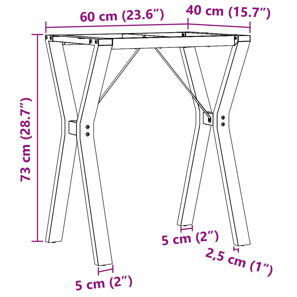 Telaio Gambe a Y per Tavolo da Pranzo 60x40x73 cm in Acciaio