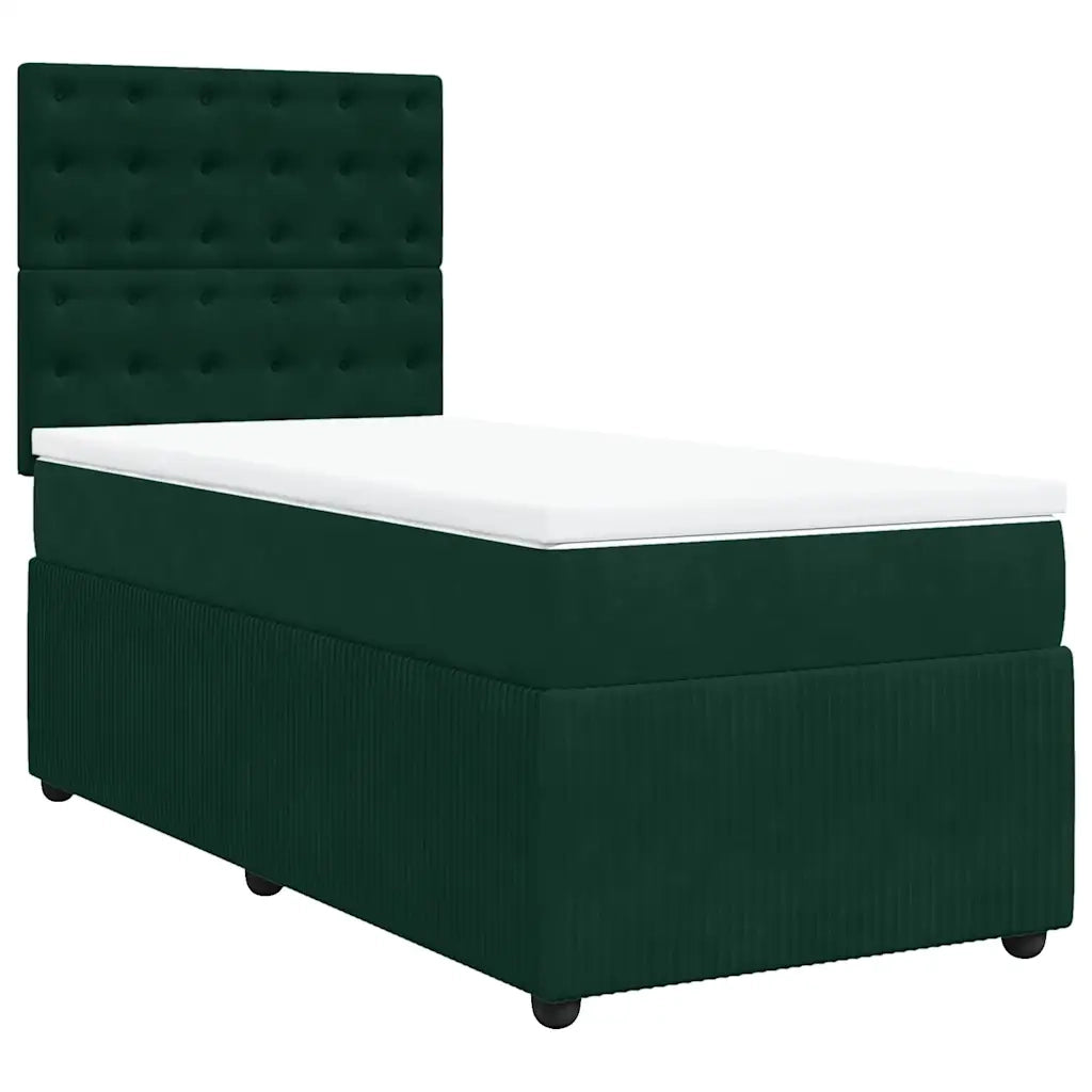 vidaXL Giroletto a Molle con Materasso Verde Scuro 80x200 cm Velluto