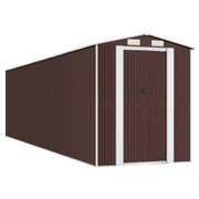 Casetta da giardino cabina ripostiglio capanno da esterno capanno per attrezzi robusta scura 192 x 772 x 223 cm acciaio zincato marrone 02_0022324