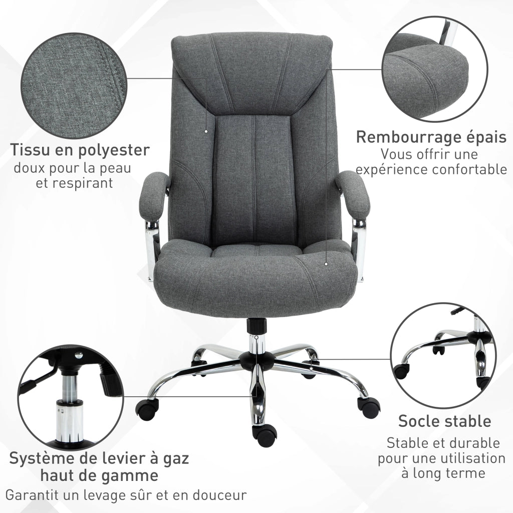 Sedia da ufficio ergonomica ¨C zephmum ¨C regolabile in altezza schienale alto basculante 65x78x118 cm grigio