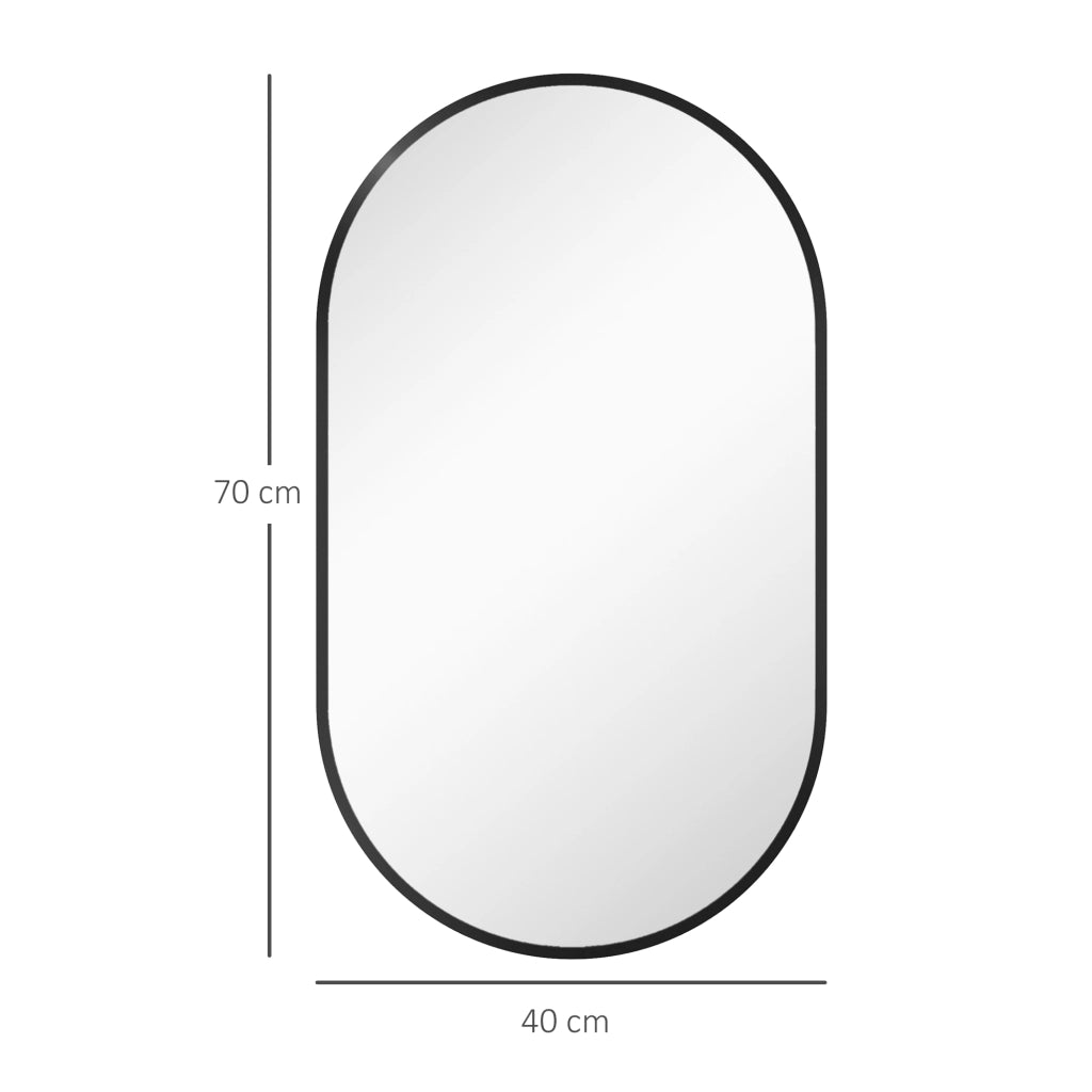 Specchio Bagno Ovale da Parete ¨C Xylo ¨C Cornice Alluminio Nero 40x70cm