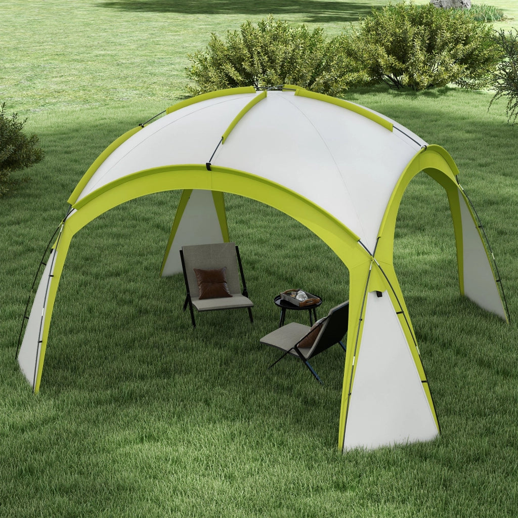 Gazebo da Giardino 3.5x3.5m con Porta ¨C Zephmum ¨C Verde, Poliestere Impermeabile