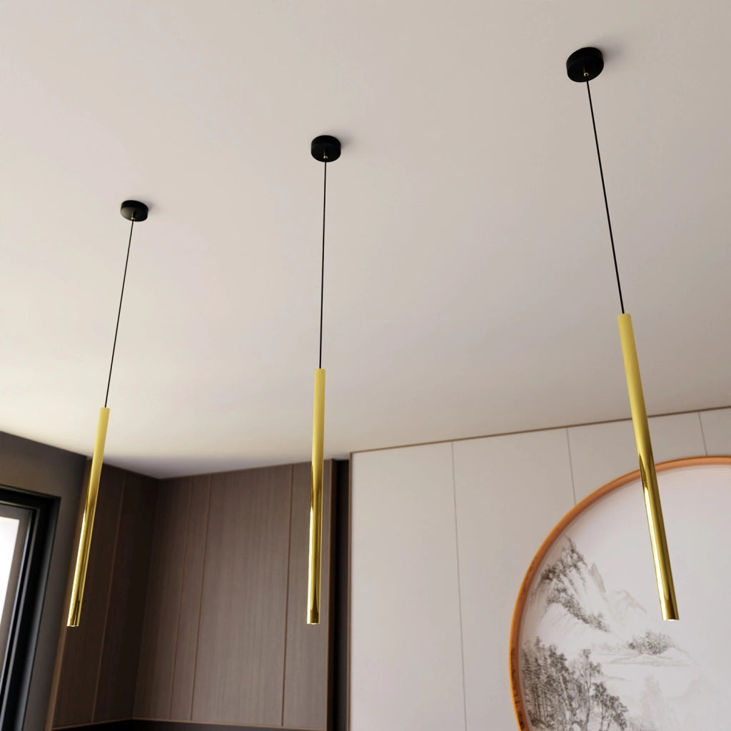 Sospensione Contemporanea In Acciaio 1 Luce Shu Nero E Oro