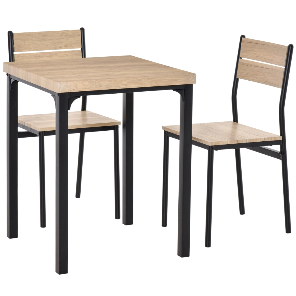 Set tavolo da pranzo con 2 sedie ¨C Xylo ¨C Legno naturale e nero salvaspazio