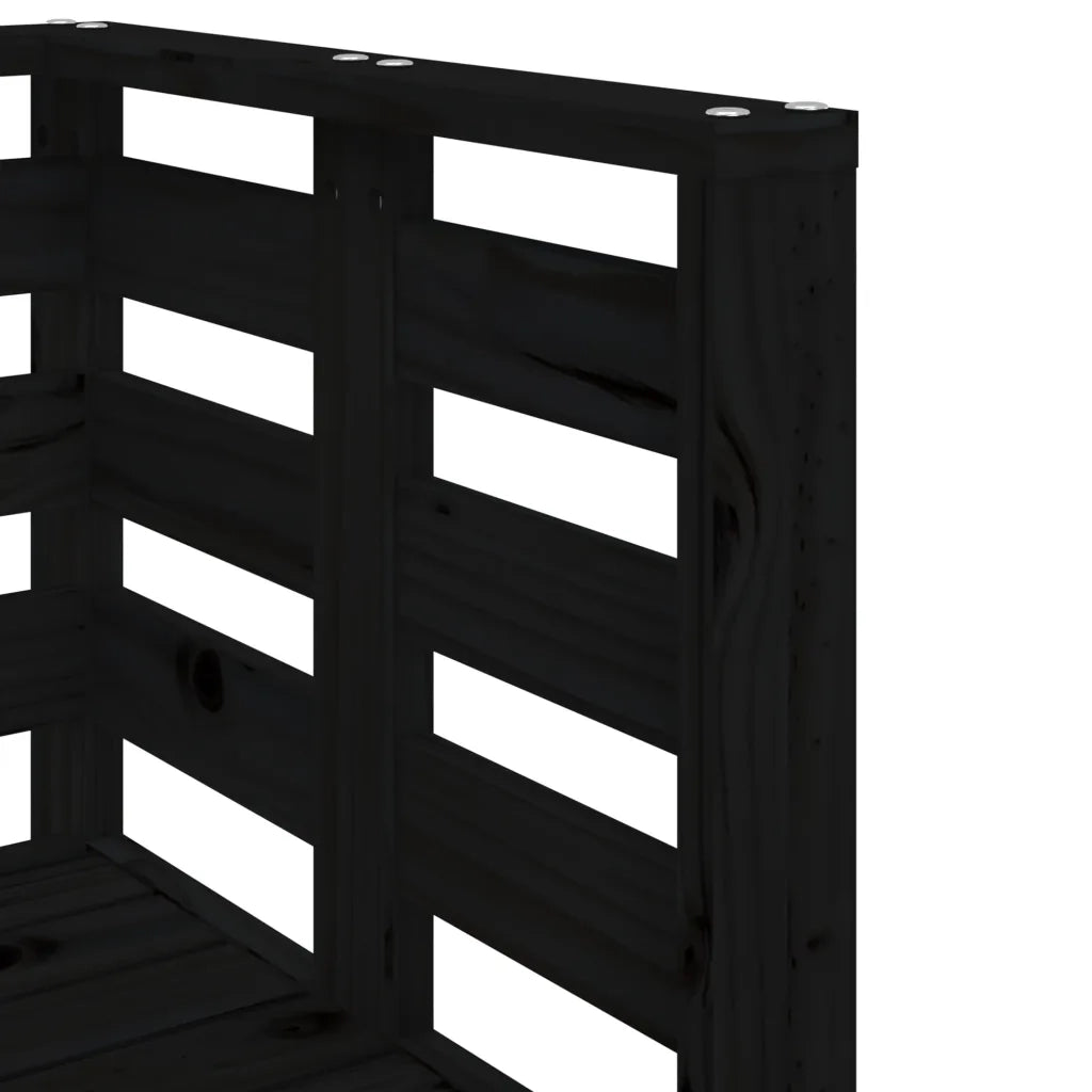 Set Salotto da Giardino 3 pz | Set di Mobili da Esterno Nero in Legno Massello di Pino