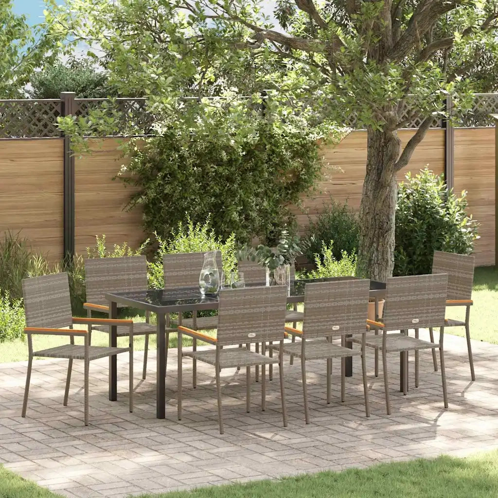 Set da Pranzo per Giardino con cuscino 9 pcs Grigio polyrattan 3379715