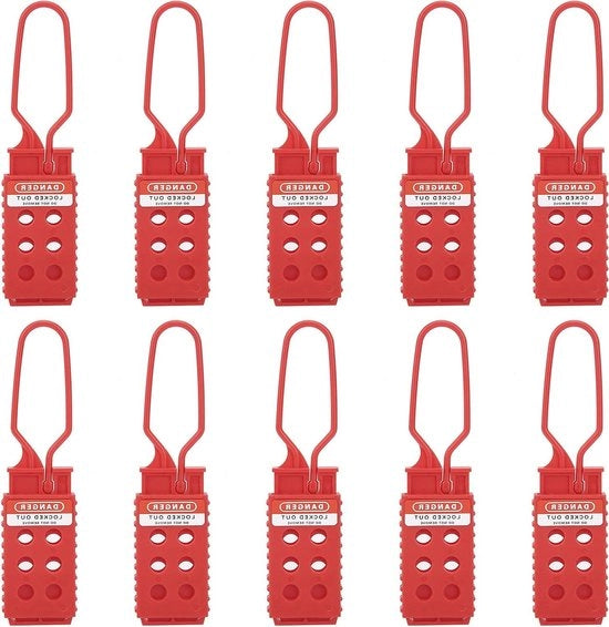 Blocco di sicurezza 6 fori blocco isolamento Tagout per il controllo multiutente di apparecchiature industriali - Set da 10.