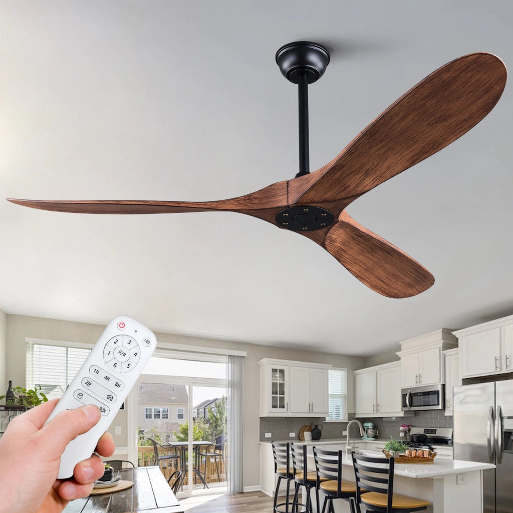 Ventilatore da soffitto 52 pollici senza luce, 6 velocit¨¤, motore DC reversibile silenzioso, moderno con telecomando, interni/esterni
