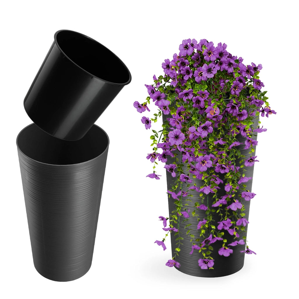 Vaso da fiori KADAX 26 cm con coperchio e inserto in plastica, colore grafite.