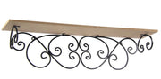 MENSOLA NERA CON RIPIANO IN LEGNO 66X13X17 CM