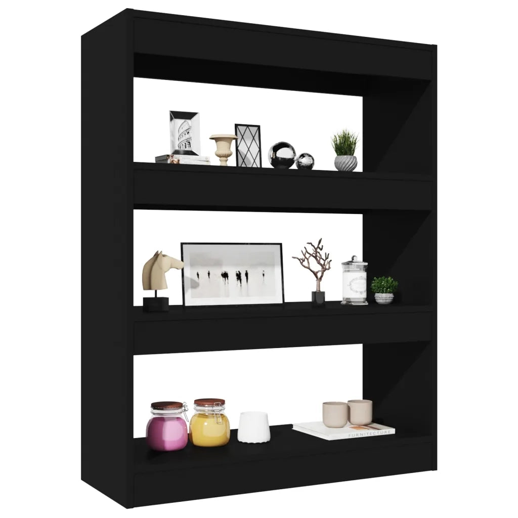 Libreria/Divisorio Nero 80x30x103 cm in Legno Multistrato 811701