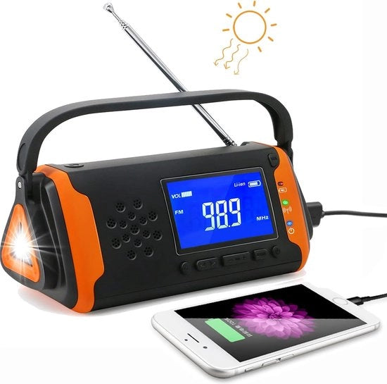 Radio a Batteria Solare Opwindabile - Radio a Batteria Solare Opwindabile - Radio Opwindabile - Powerbank Energie Solare