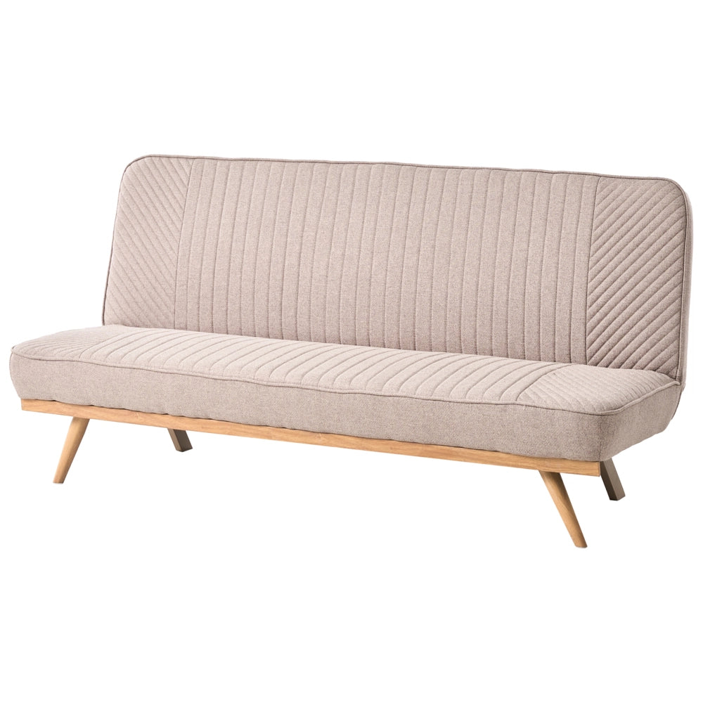 Divano letto Marrone Chiaro Rivestimento in tessuto Gambe in metallo 2 posti Seduta con schienale imbottito Design moderno Senza braccioli