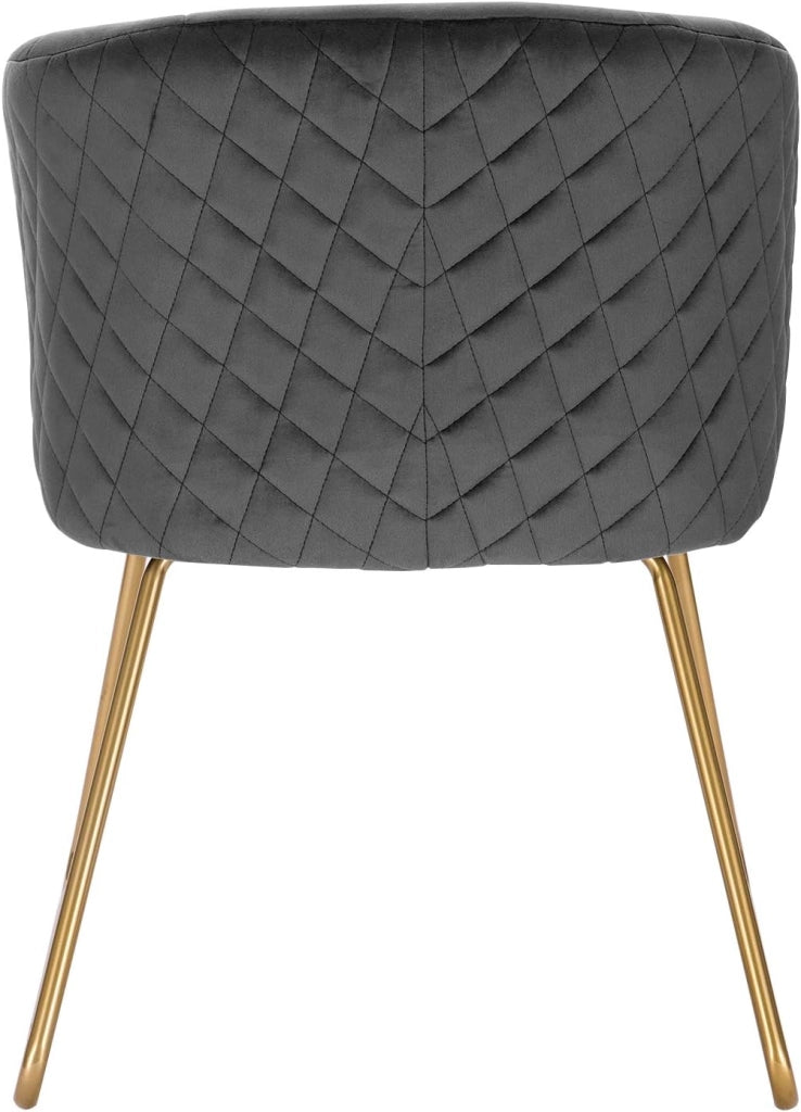 set di 4 Sedie sala da pranzo Sedie cucina moderne Poltroncina salotto Adatte per Sala pranzo Soggiorno, Camera da Letto, Tessuto di velluto, Oro Metallo, Grigio scuro BH271dgr-4