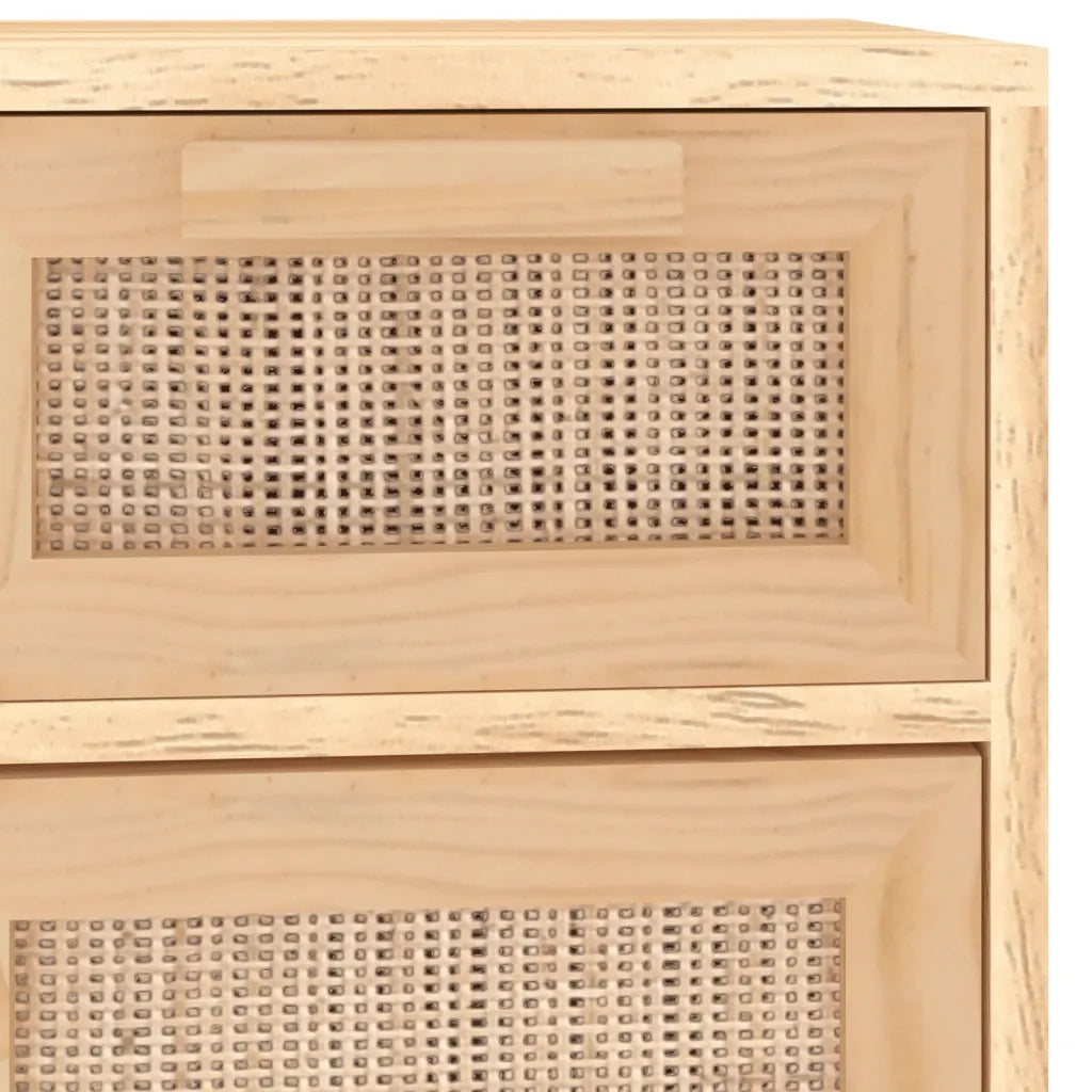 Credenza | Madia | Buffet da pranzo | Armadio da pranzo Marrone 60x30x75cm Legno Massello Pino Rattan Naturale