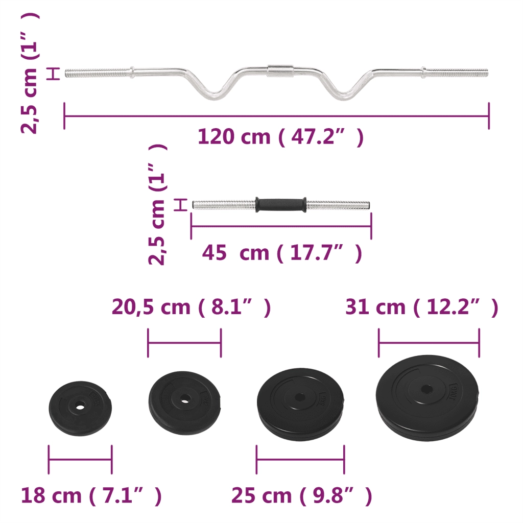 Set Bilanciere Curl e Manubri con Dischi 60 kg CFW1597402