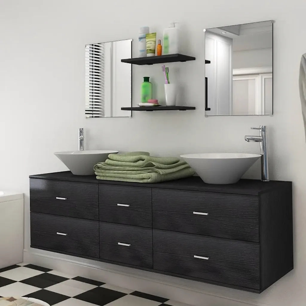 Mobili da Bagno con Lavabo Set 7 pz Nero 272231
