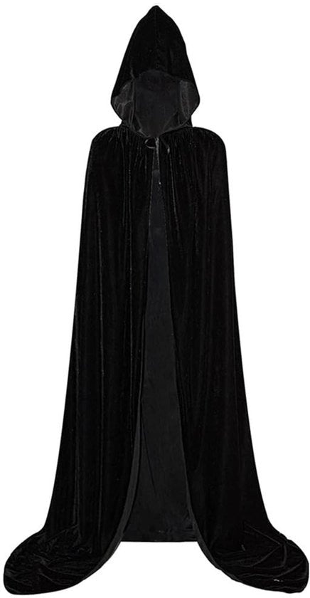 Cappotto con Cappuccio in Velluto - Lunghezza 130 cm - Costumi Halloween e Carnavale - Foderato con Fibrillato in Poliestere