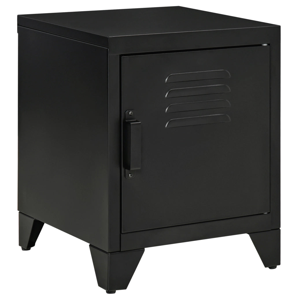 Comodino 40x40x50 cm con ripiano regolabile in metallo nero