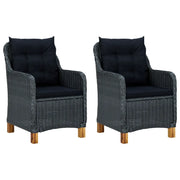 Set Divani da Giardino 3 pz con Cuscini Polyrattan Grigio Scuro 3060180