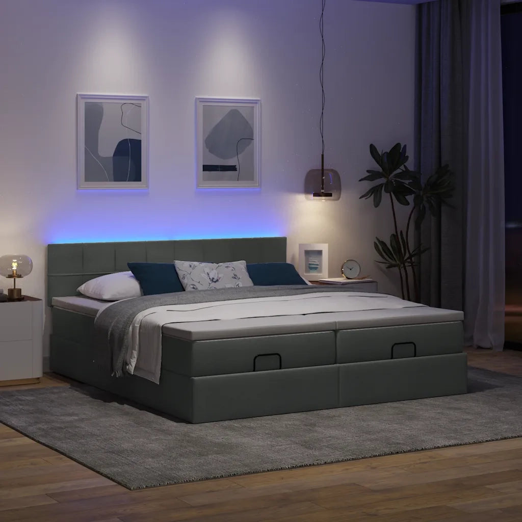 Struttura Letto Pouf con Materassi 200x200 cm in Tessuto 3312851