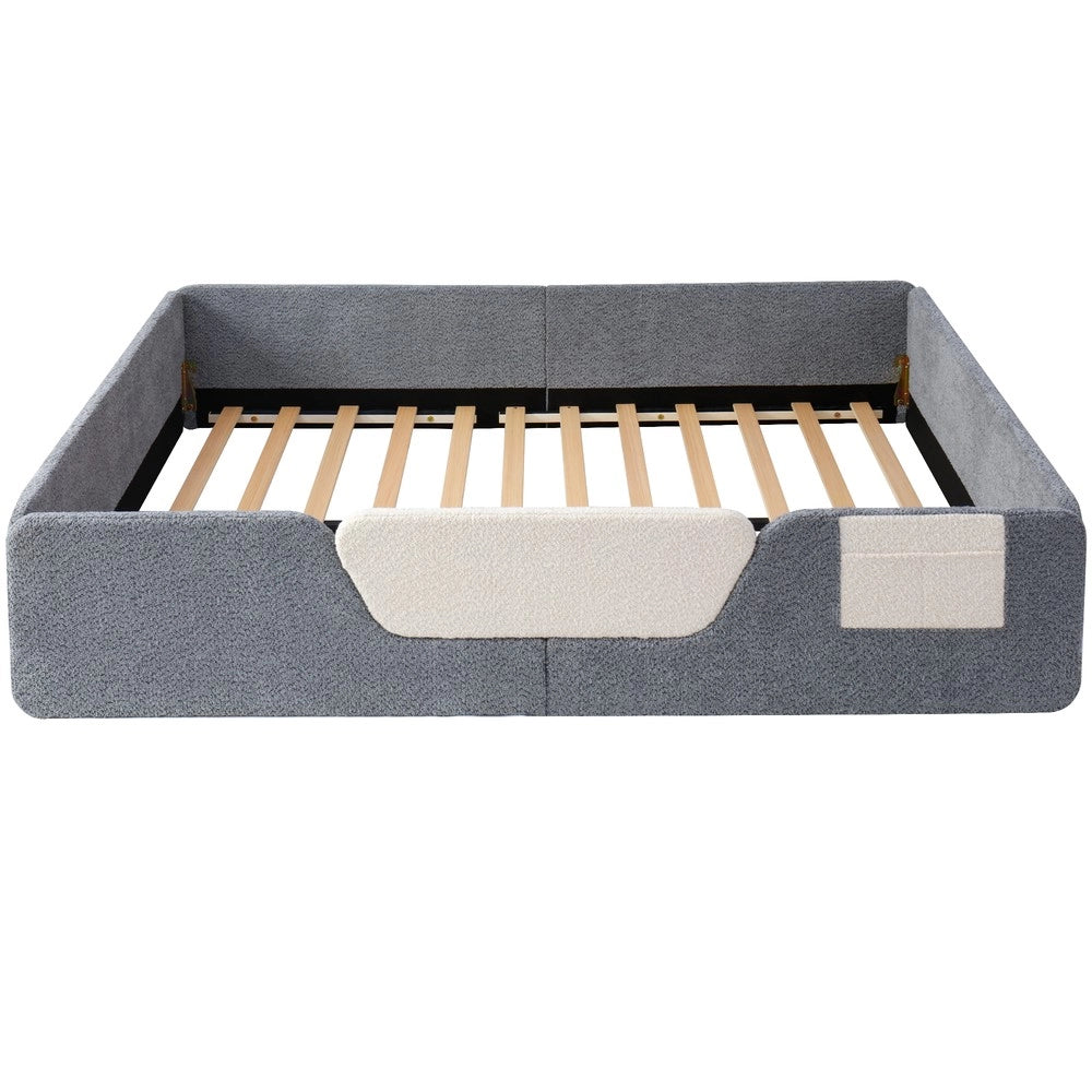 Letto Imbottito 140x190 ¨C Xylo ¨C Velluto Grigio, Senza Materasso