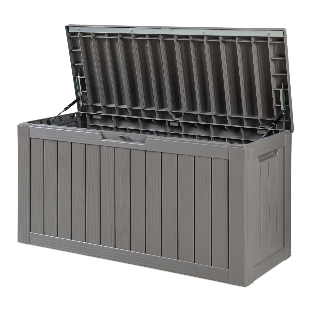 Baule da Giardino Vades Contenitore Multiuso 117 x 47 x 59 cm - Grigio Chiaro, Effetto Legno casa.pro