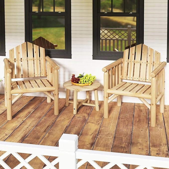 Poltrona da Esterno in Legno, Sedia da Pranzo per Patio con Braccioli e Schienale Alto Inclinato per Veranda, Cortile, Giardino, Patio e Bordo Piscina, Portata 150 kg (Naturale)