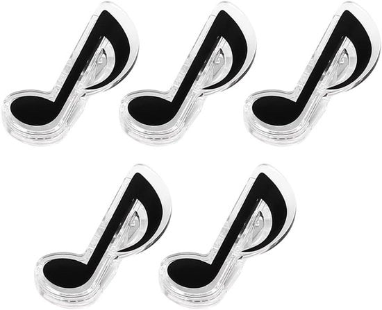 5 standardi musicali - supporto per libri - clip per note musicali - carta musicale - accessori per libri - chiusura per chiavi a terra - nero