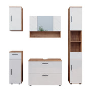 Vicco Set di mobili da bagno Bianco lucido/oro power oak 5 parti