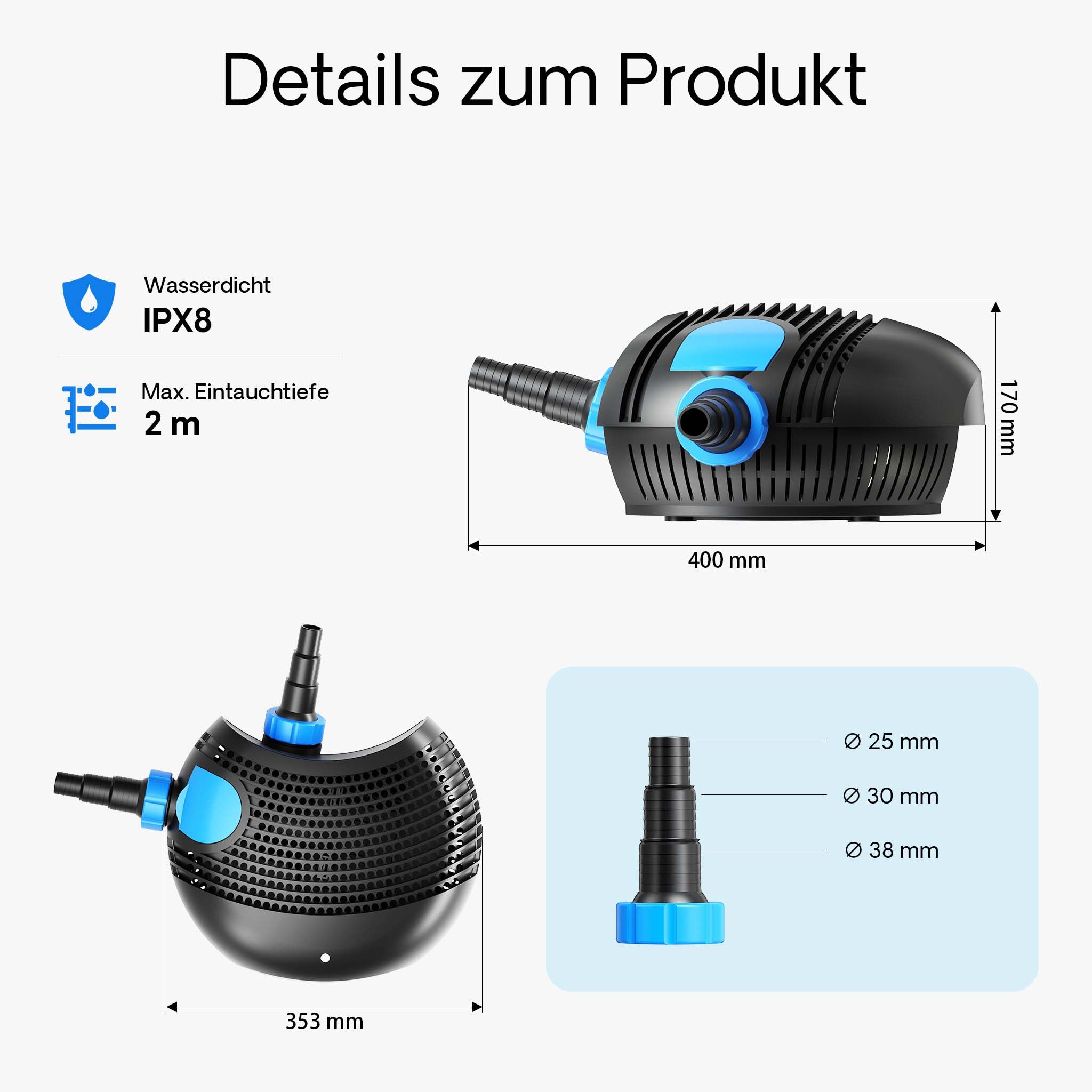 CTF-1400B SuperECO Pompa laghetto e ruscello 14000l/h 120W per circolazione acqua