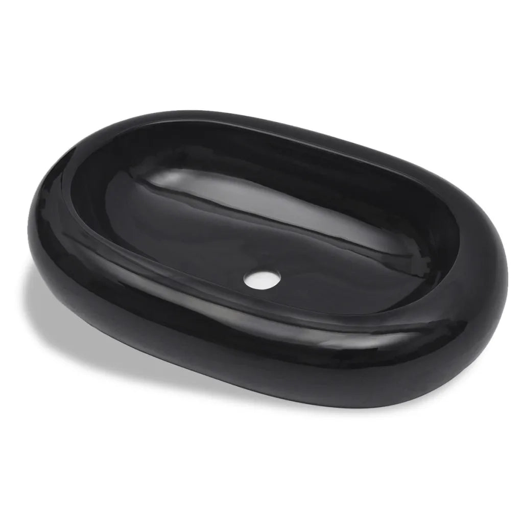 Lavandino da bagno in ceramica ovale nero CFW6161545