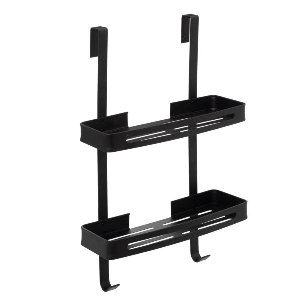 Mensola doccia "Blackalu" a 2 livelli con fissaggio adesivo ‚Äì 60x32,5x16 cm
