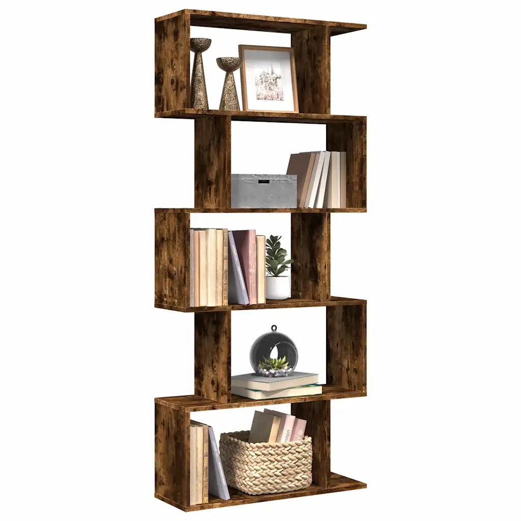 Libreria 5 Ripiani-Scaffale per Libri-Mobile di Stoccaggio Rovere Fumo 70x24x161 cm in Truciolato