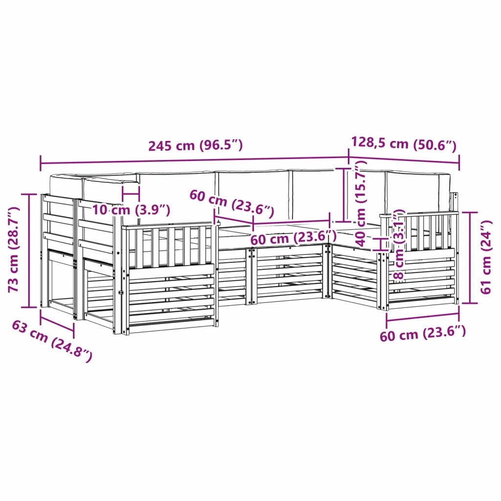 Set divano sezionale 6 pcs Naturale Legno di Acacia Massello 3375363