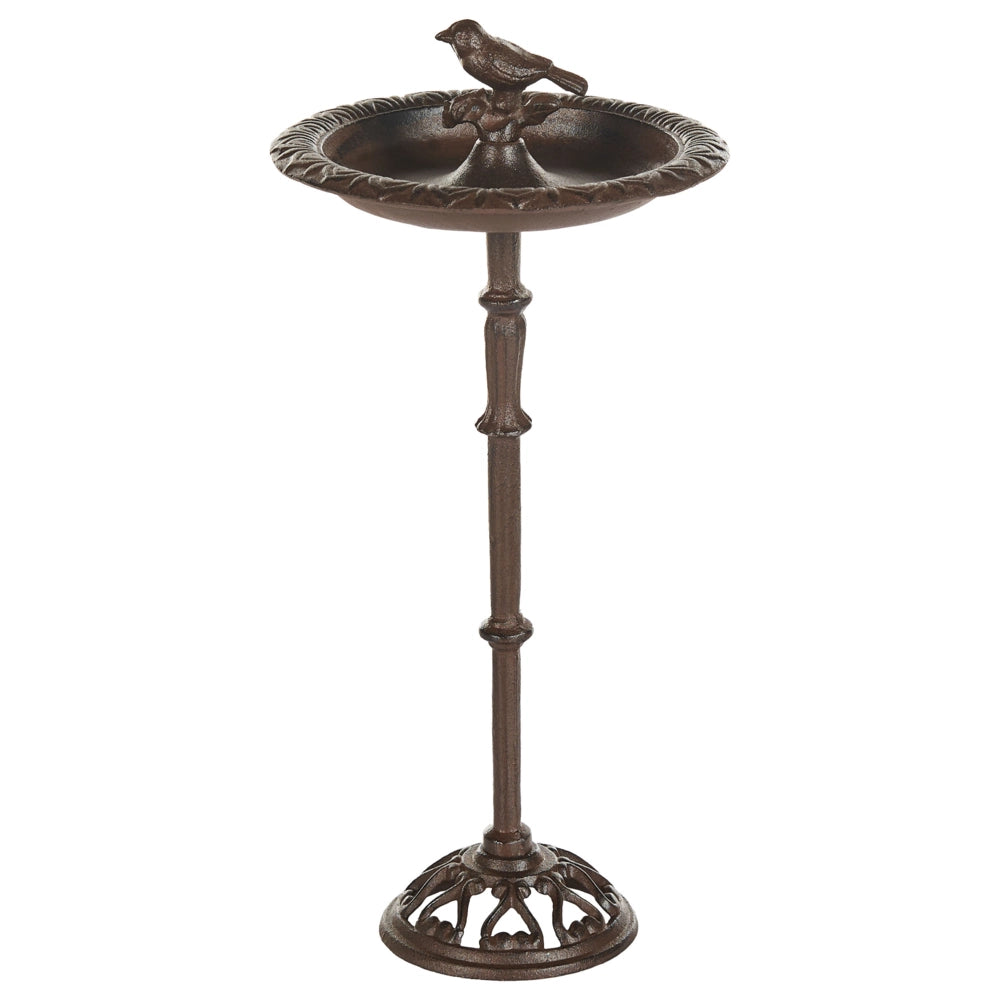 Fontana Uccelliera marrone Alimentatore d'acqua per uccelli in ferro per giardino Accento decorativo all'aperto
