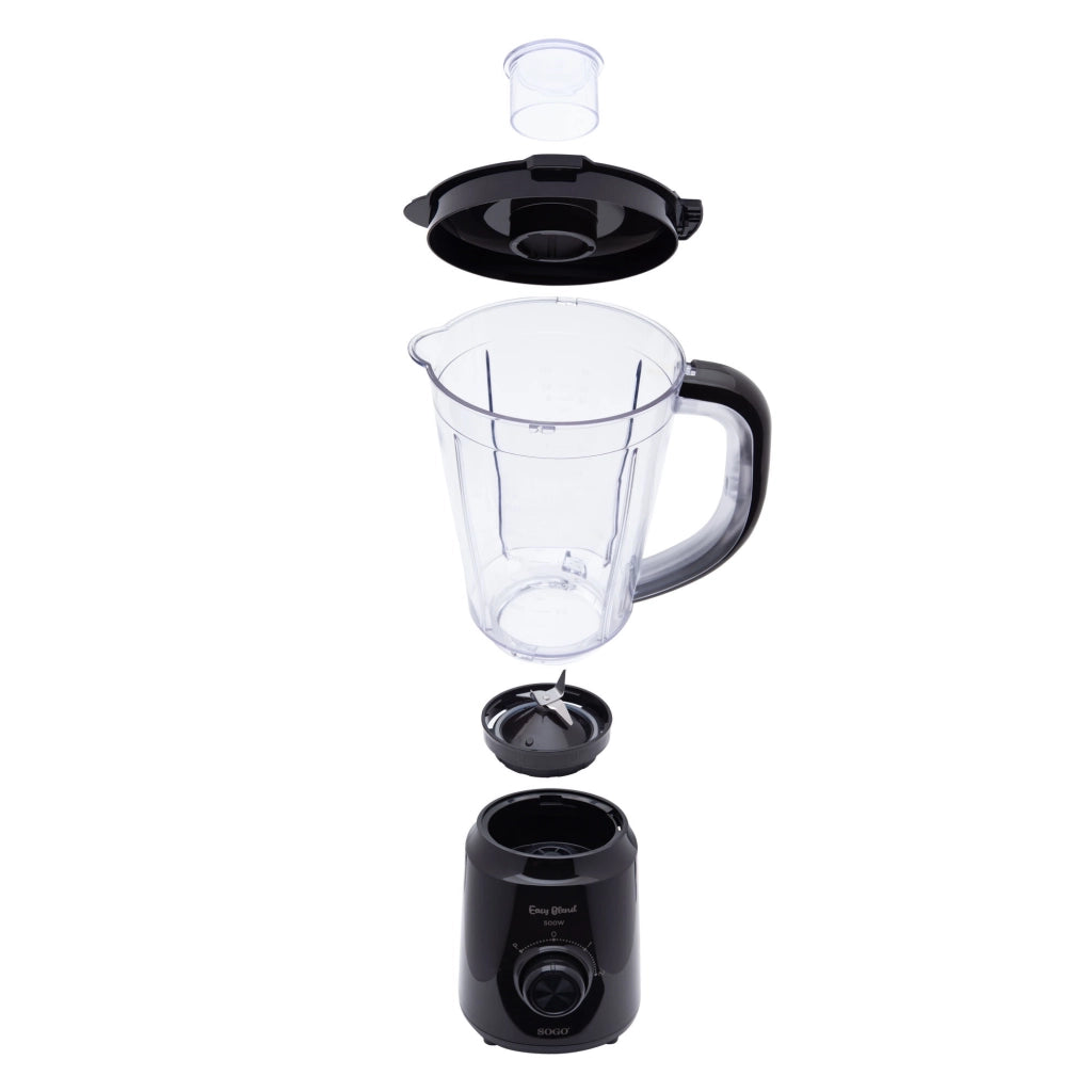 SOGO Frullatore da Tavolo, 500W Potenza, 1.5L Caraffa Trasparente, Lame Acciaio Inox Rimovibili, Cucina Casa