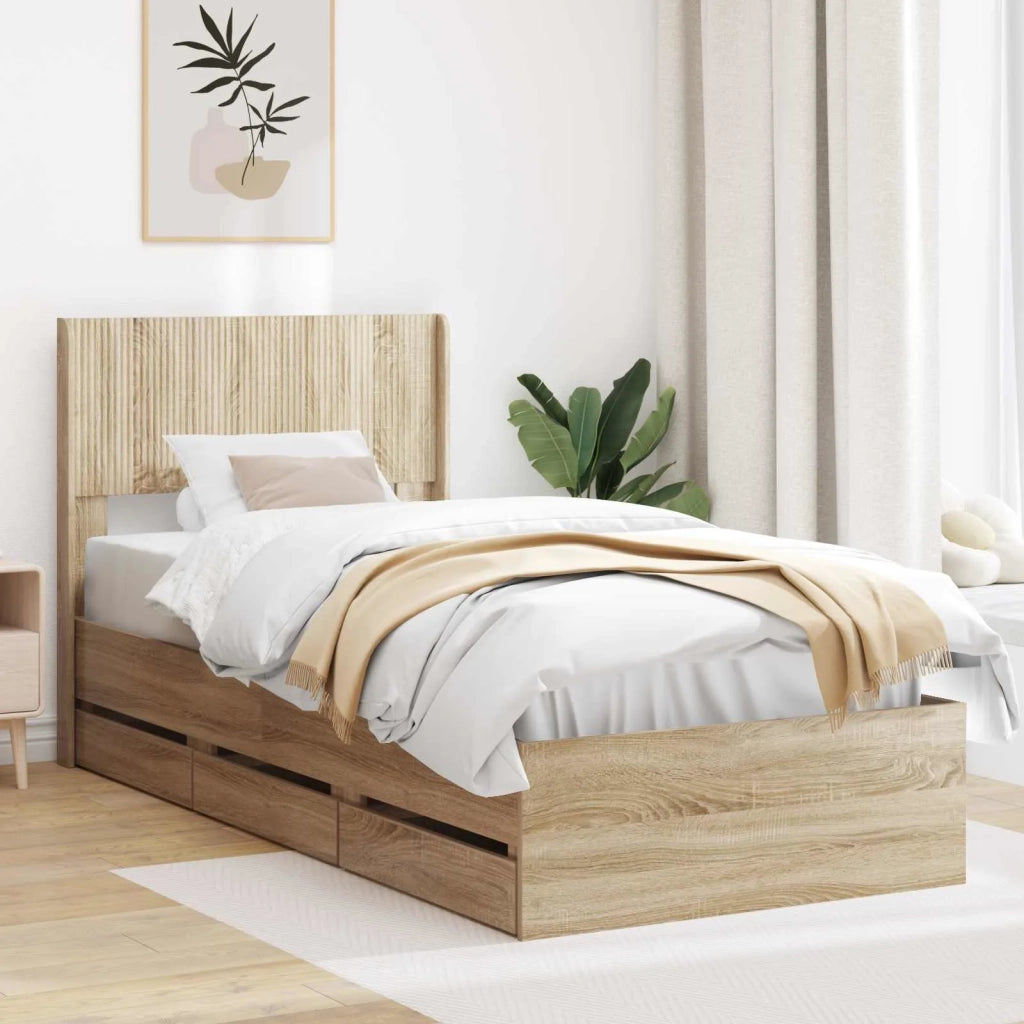 Struttura del letto con stoccaggio e testata Rovere Sonoma 3414509