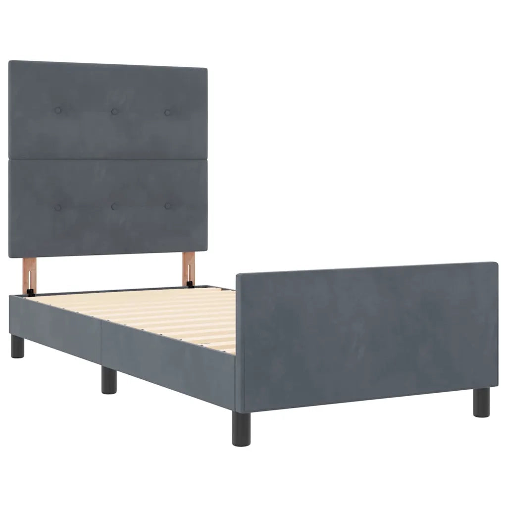 Letto a molle con testiera Grigio scuro 100 x 200 cm Velluto 3344922